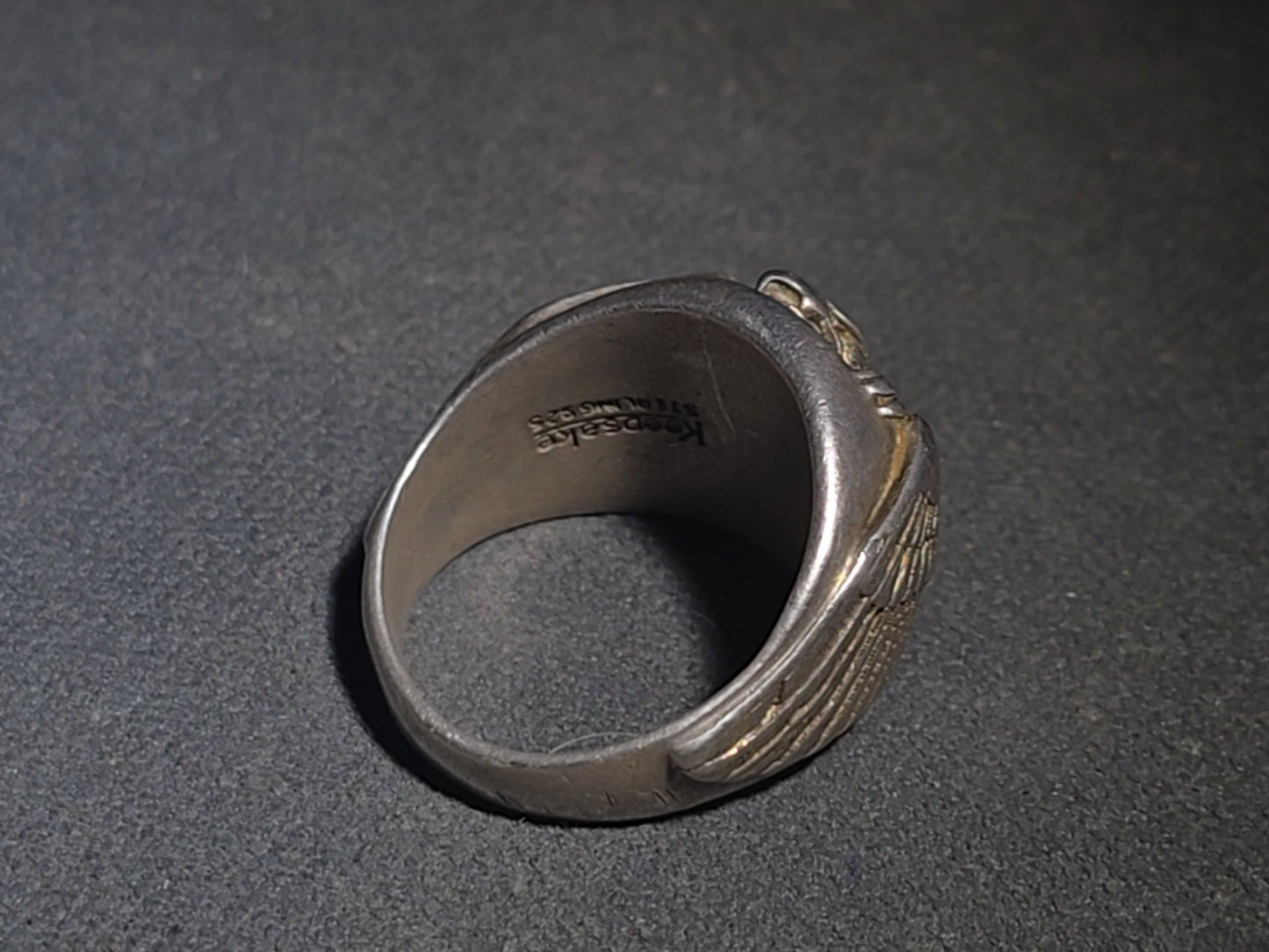Vintage Keepsake Sterling Silver Spread-Wing Eagle Men's Biker Ring with Keepsake Ring Box