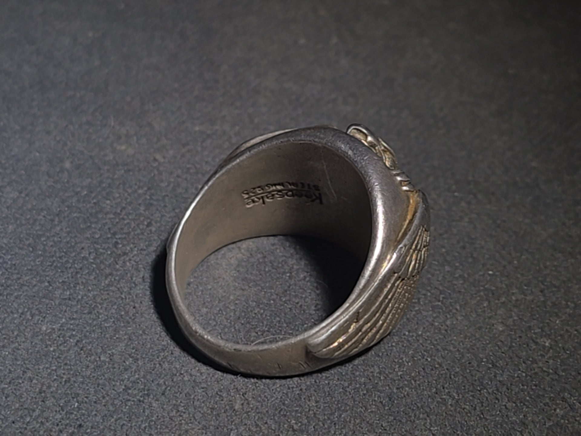 Vintage Keepsake Sterling Silver Spread-Wing Eagle Men's Biker Ring with Keepsake Ring Box