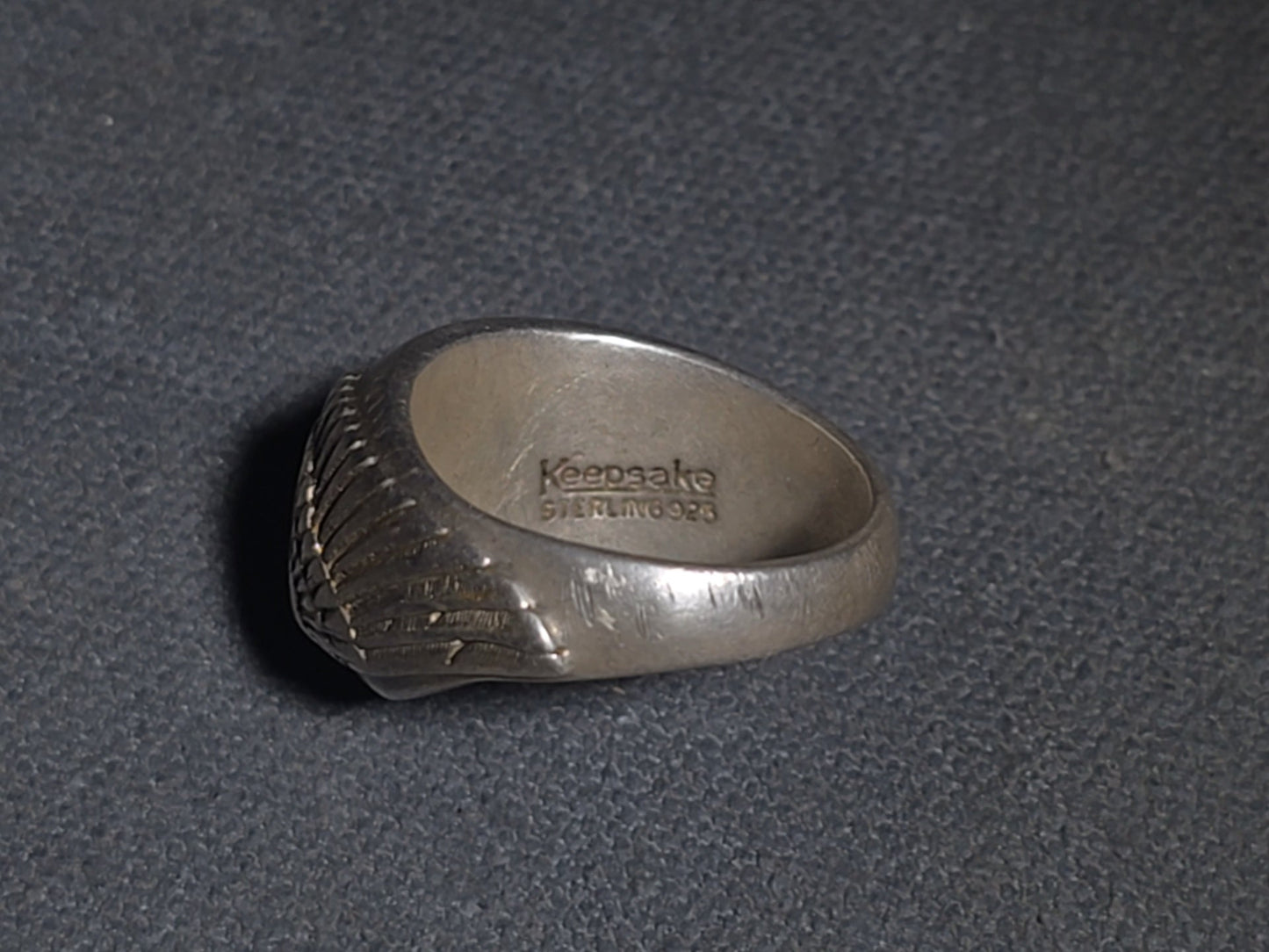 Vintage Keepsake Sterling Silver Spread-Wing Eagle Men's Biker Ring with Keepsake Ring Box