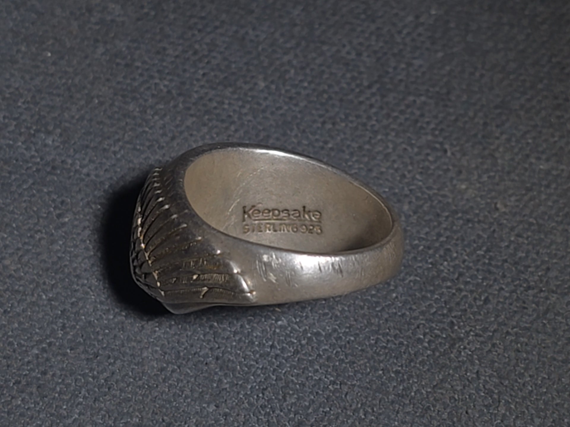 Vintage Keepsake Sterling Silver Spread-Wing Eagle Men's Biker Ring with Keepsake Ring Box