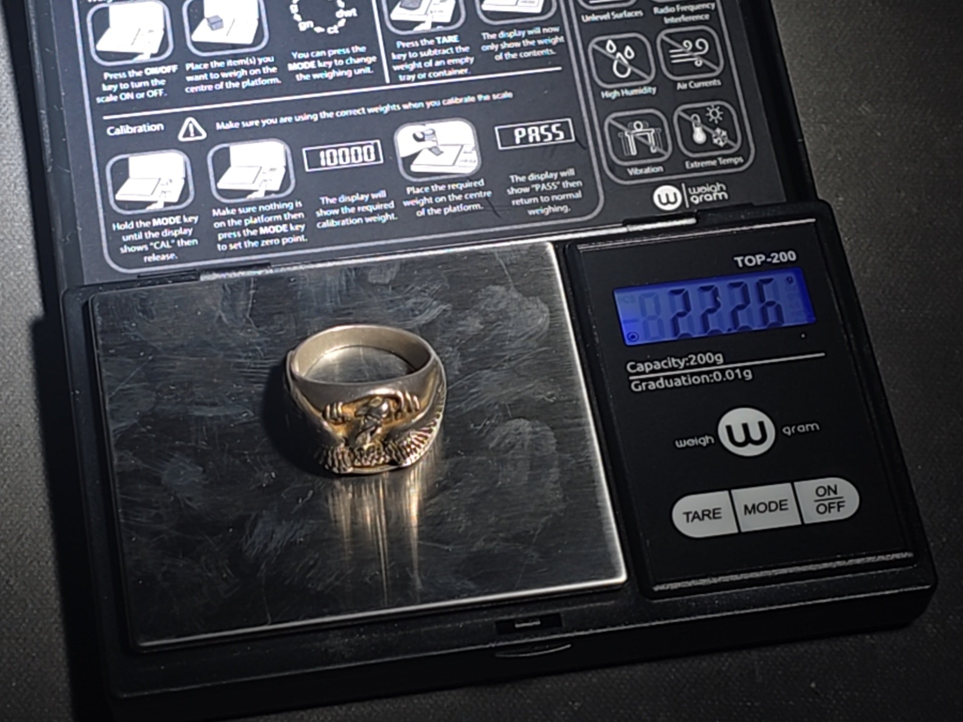 Vintage Keepsake Sterling Silver Spread-Wing Eagle Men's Biker Ring with Keepsake Ring Box
