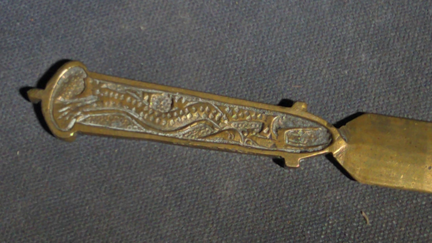 Grouping of Seven Antique and Vintage Smalls including Four Letter Openers, Brass Buckle, Stanley Ruler, and Screw-Top Drill Bit Holder