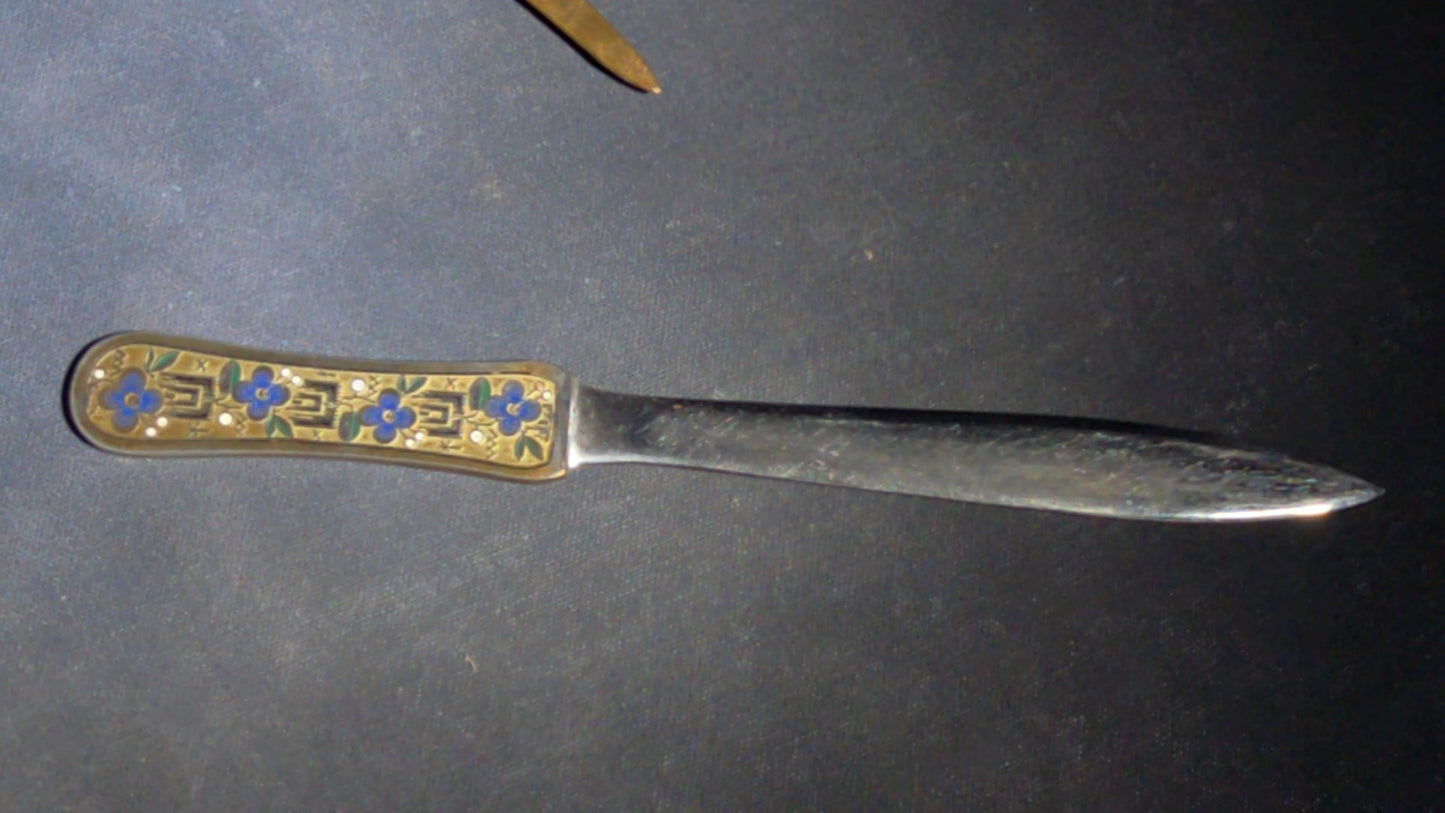 Grouping of Seven Antique and Vintage Smalls including Four Letter Openers, Brass Buckle, Stanley Ruler, and Screw-Top Drill Bit Holder