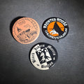 Lot 115 - Trio of Vintage Halloween Pinback Buttons Including Halloween on the Harbor George's Island 1993 Staff, Haunted House Children's Museum, and Black Jokers Morris Boston, 2-1/4" W each