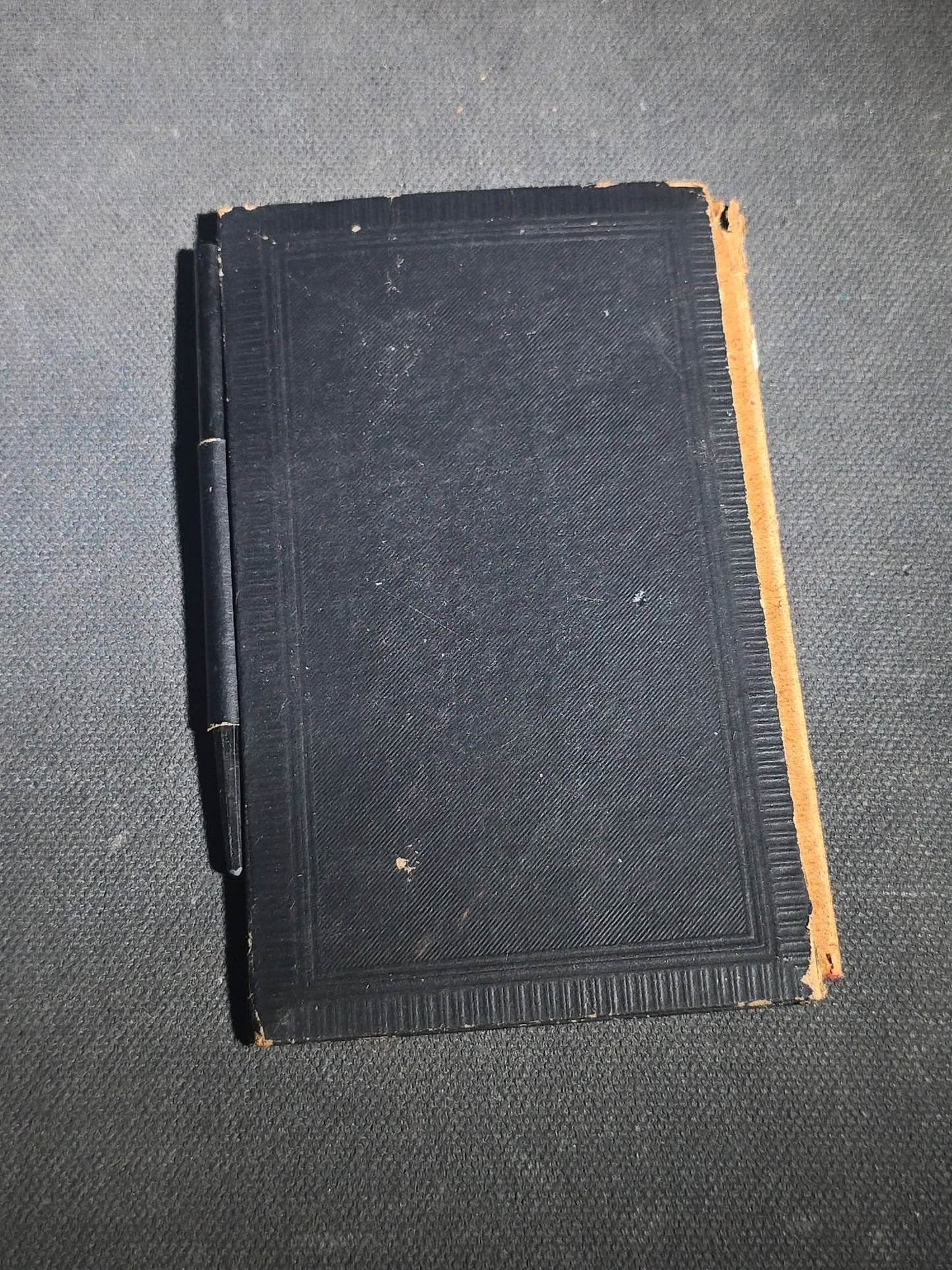 Antique "Parchment Notes" Aide-Memoire Pocket Notebook with Chromolithograph Portrait Cover, Black Pages, and Pencil Holder in Spine, Inscribed North Scituate, 1890-1893