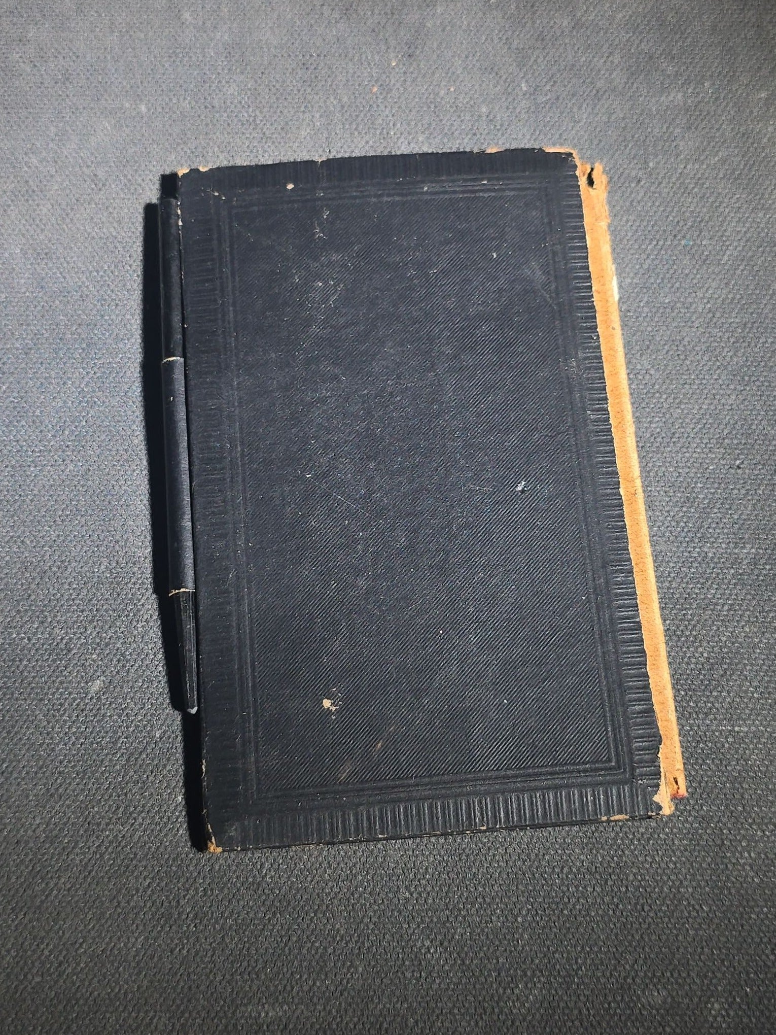 Antique "Parchment Notes" Aide-Memoire Pocket Notebook with Chromolithograph Portrait Cover, Black Pages, and Pencil Holder in Spine, Inscribed North Scituate, 1890-1893