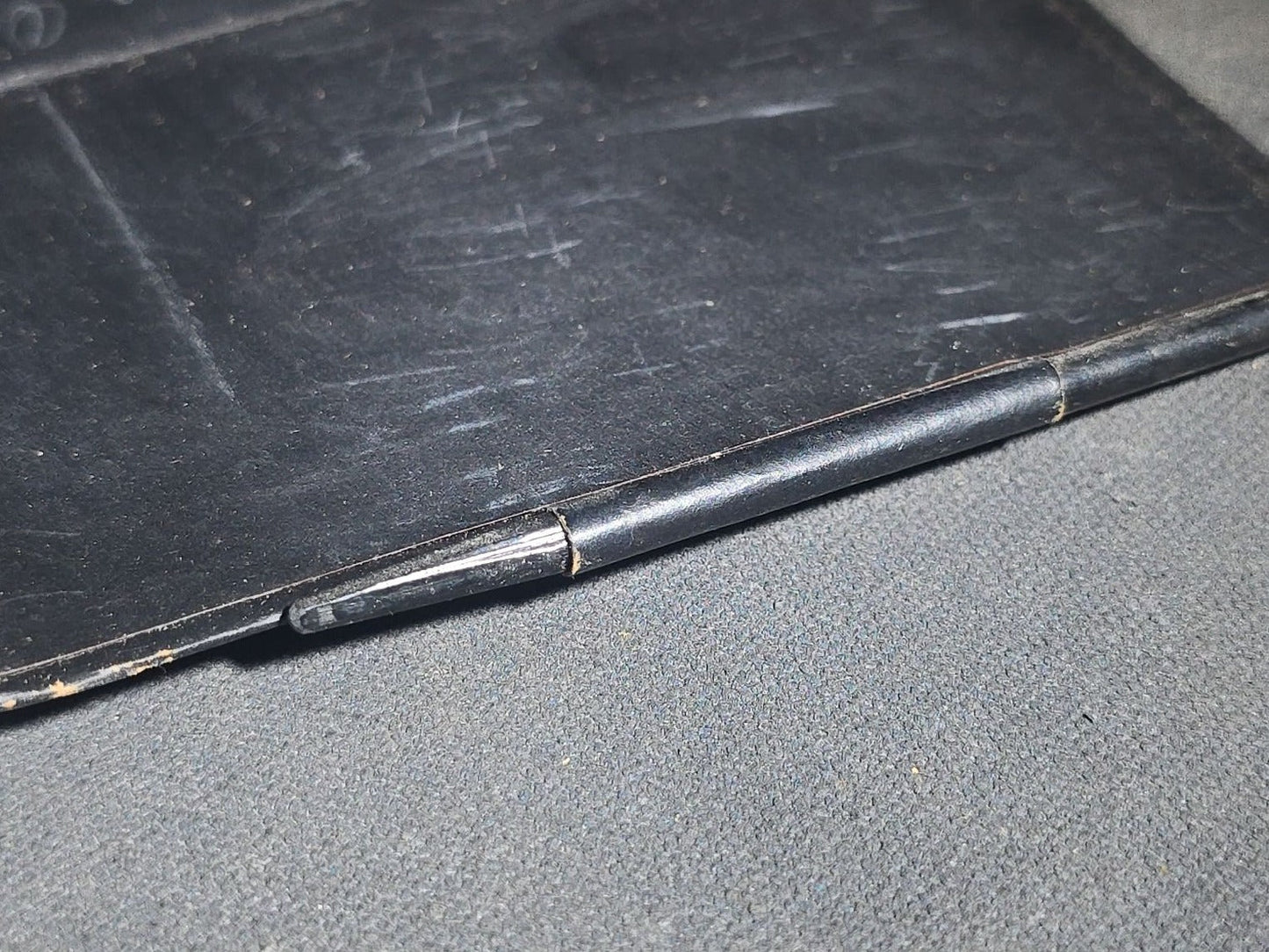 Antique "Parchment Notes" Aide-Memoire Pocket Notebook with Chromolithograph Portrait Cover, Black Pages, and Pencil Holder in Spine, Inscribed North Scituate, 1890-1893