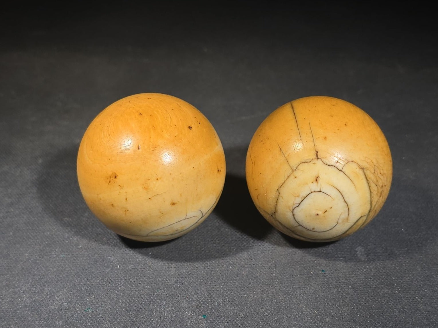 Pair of Antique Carved Ivory Billiard Balls