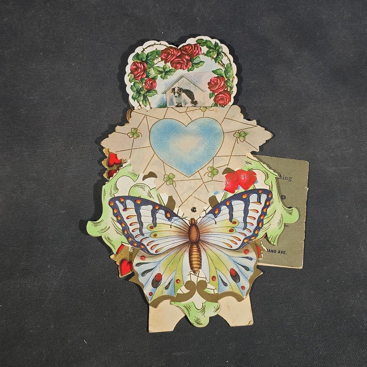 Grouping of 25+ Antique and Vintage Valentines, Postcards, Trade Cards, and Die-Cut Ephemera including Mechanical Chalkboard Valentine, Peck & Parker Owls Trade Card, and Essex County Club Manchester, Massachusetts Postcard