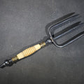 Lot 122 - Antique Four-Tine Bread Fork with Carved Bone Handle and Brass Ferrules, 7-7/8" L