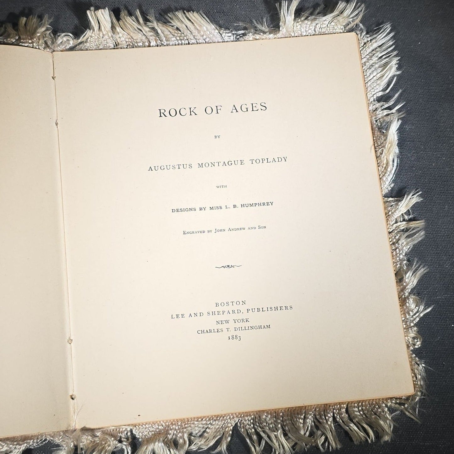 "Rock of Ages" Antique Illustrated Hymn Booklet with Chromolithograph Covers by Augustus Montague Toplady, Designs by Miss L. B. Humphrey, Published by Lee and Shepard, Boston, Massachusetts, 1883