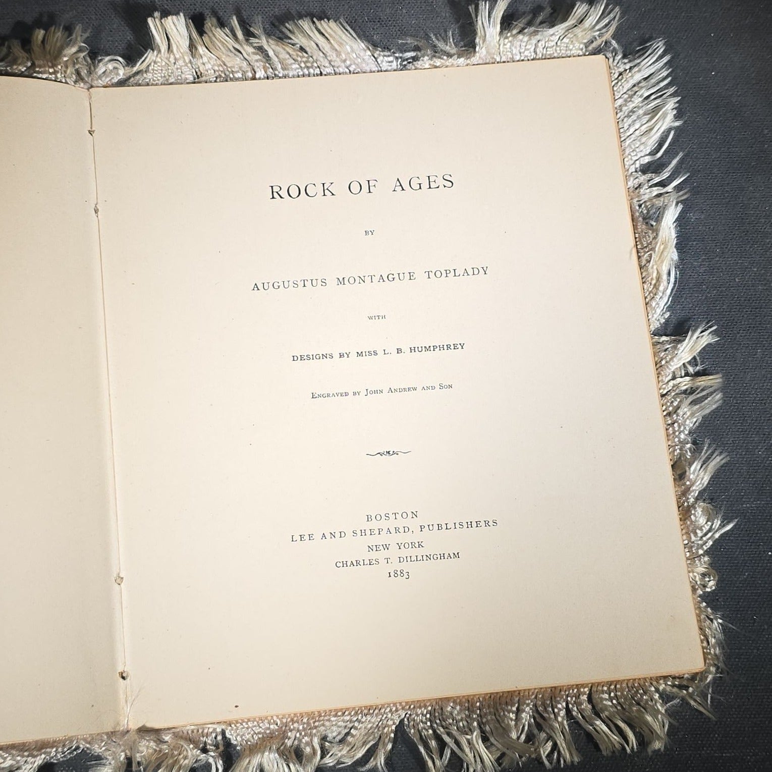 "Rock of Ages" Antique Illustrated Hymn Booklet with Chromolithograph Covers by Augustus Montague Toplady, Designs by Miss L. B. Humphrey, Published by Lee and Shepard, Boston, Massachusetts, 1883