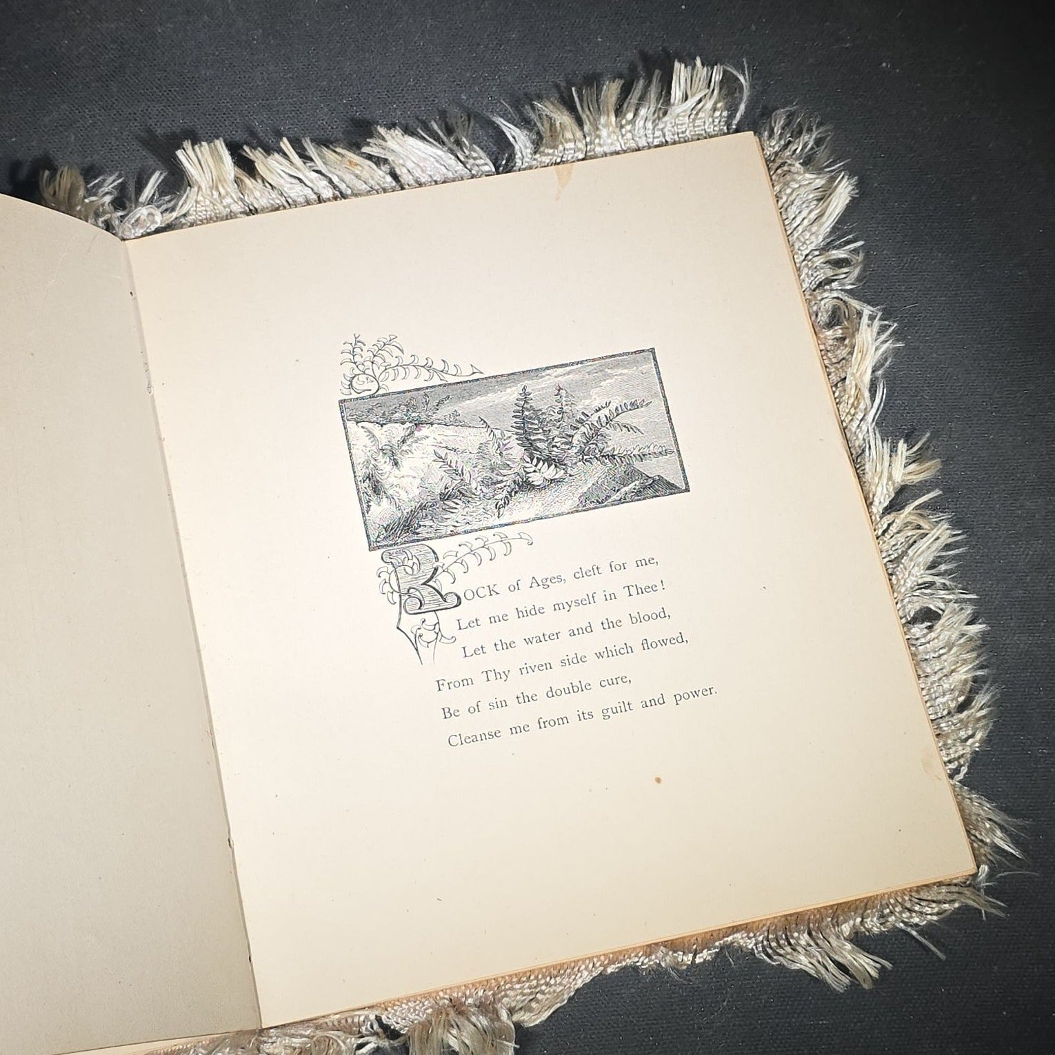 "Rock of Ages" Antique Illustrated Hymn Booklet with Chromolithograph Covers by Augustus Montague Toplady, Designs by Miss L. B. Humphrey, Published by Lee and Shepard, Boston, Massachusetts, 1883