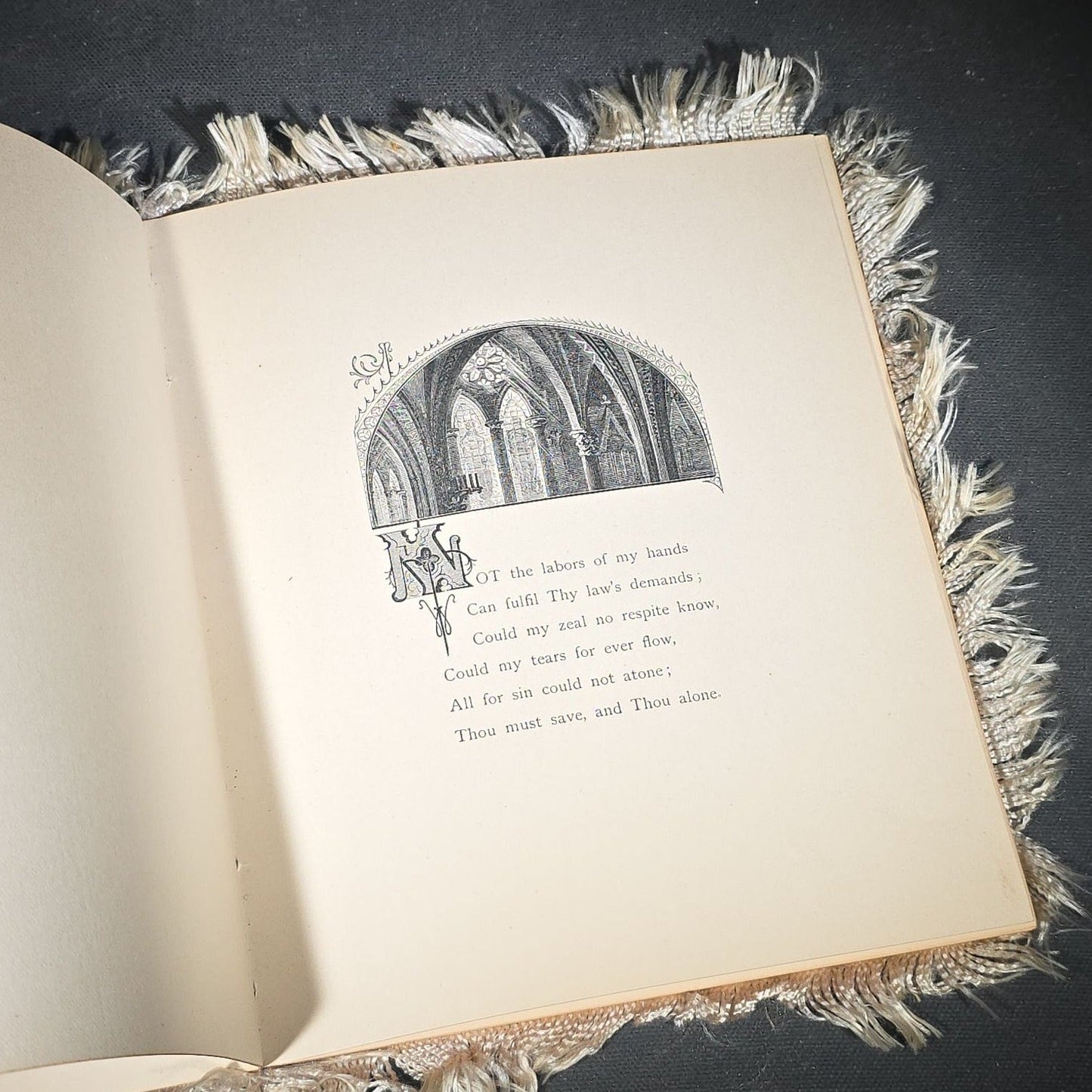 "Rock of Ages" Antique Illustrated Hymn Booklet with Chromolithograph Covers by Augustus Montague Toplady, Designs by Miss L. B. Humphrey, Published by Lee and Shepard, Boston, Massachusetts, 1883