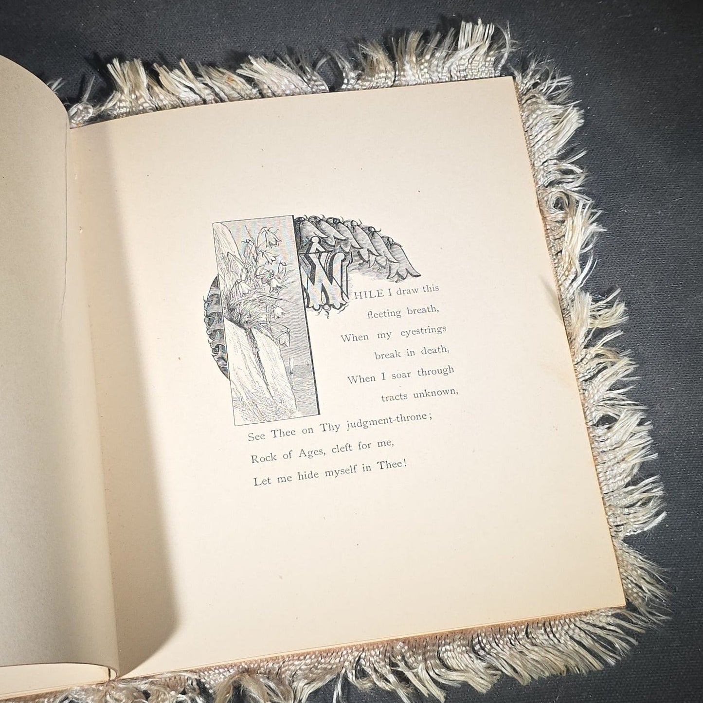 "Rock of Ages" Antique Illustrated Hymn Booklet with Chromolithograph Covers by Augustus Montague Toplady, Designs by Miss L. B. Humphrey, Published by Lee and Shepard, Boston, Massachusetts, 1883