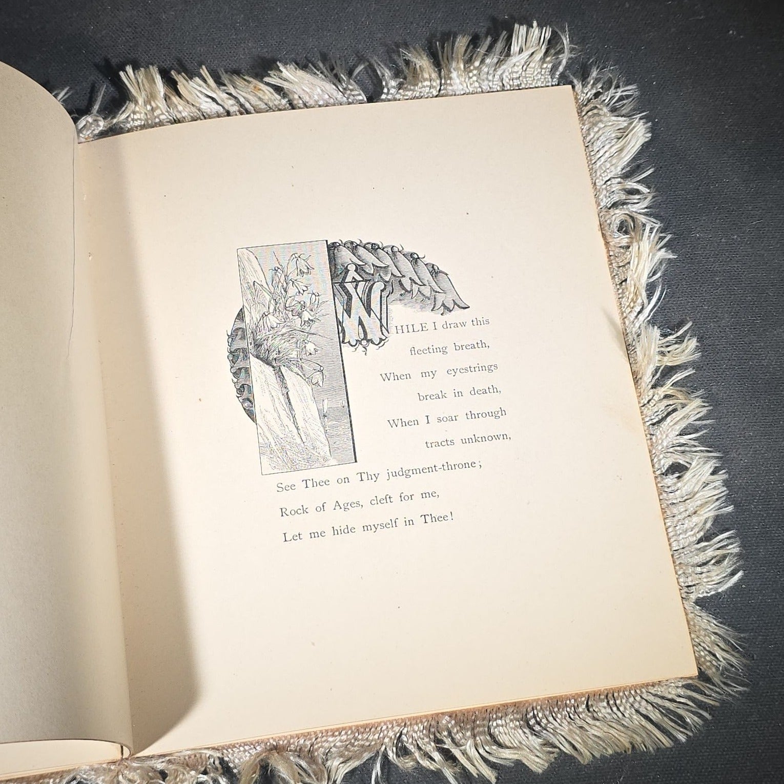 "Rock of Ages" Antique Illustrated Hymn Booklet with Chromolithograph Covers by Augustus Montague Toplady, Designs by Miss L. B. Humphrey, Published by Lee and Shepard, Boston, Massachusetts, 1883