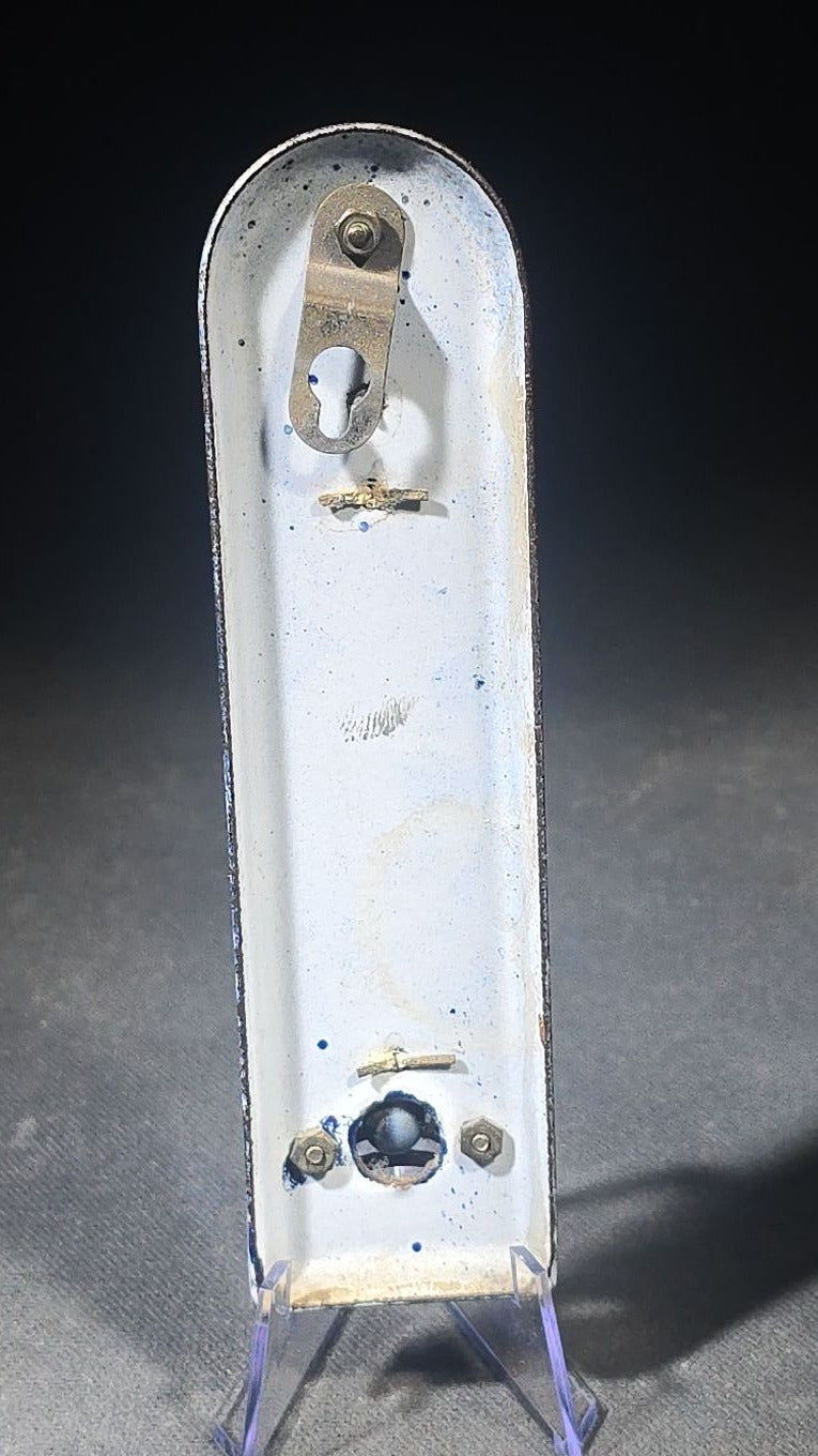 Vintage Porcelain Enamel Wall Thermometer with Cobalt Blue and White Face