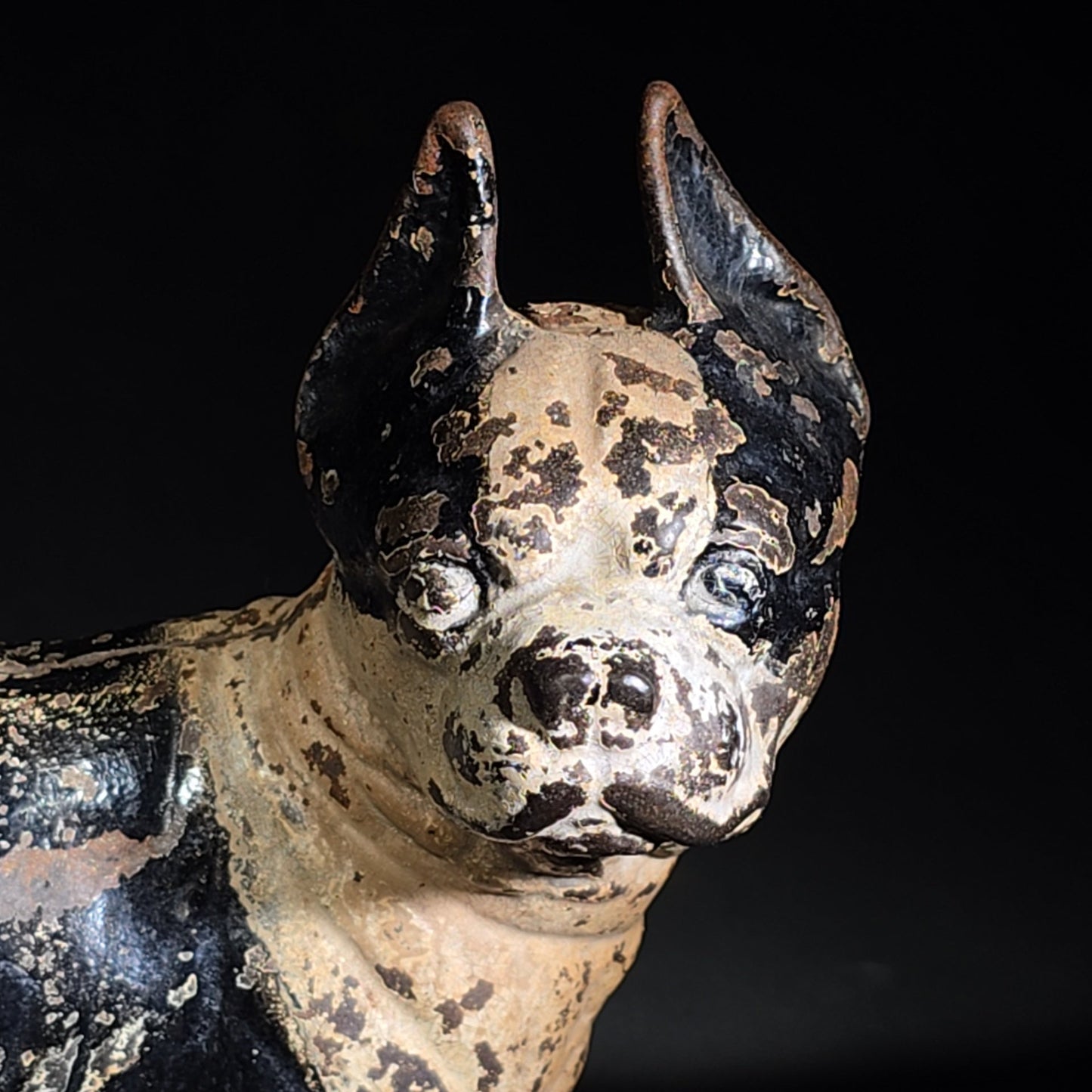 Antique Hubley Cast Iron Boston Terrier Dog Doorstop with Original Paint