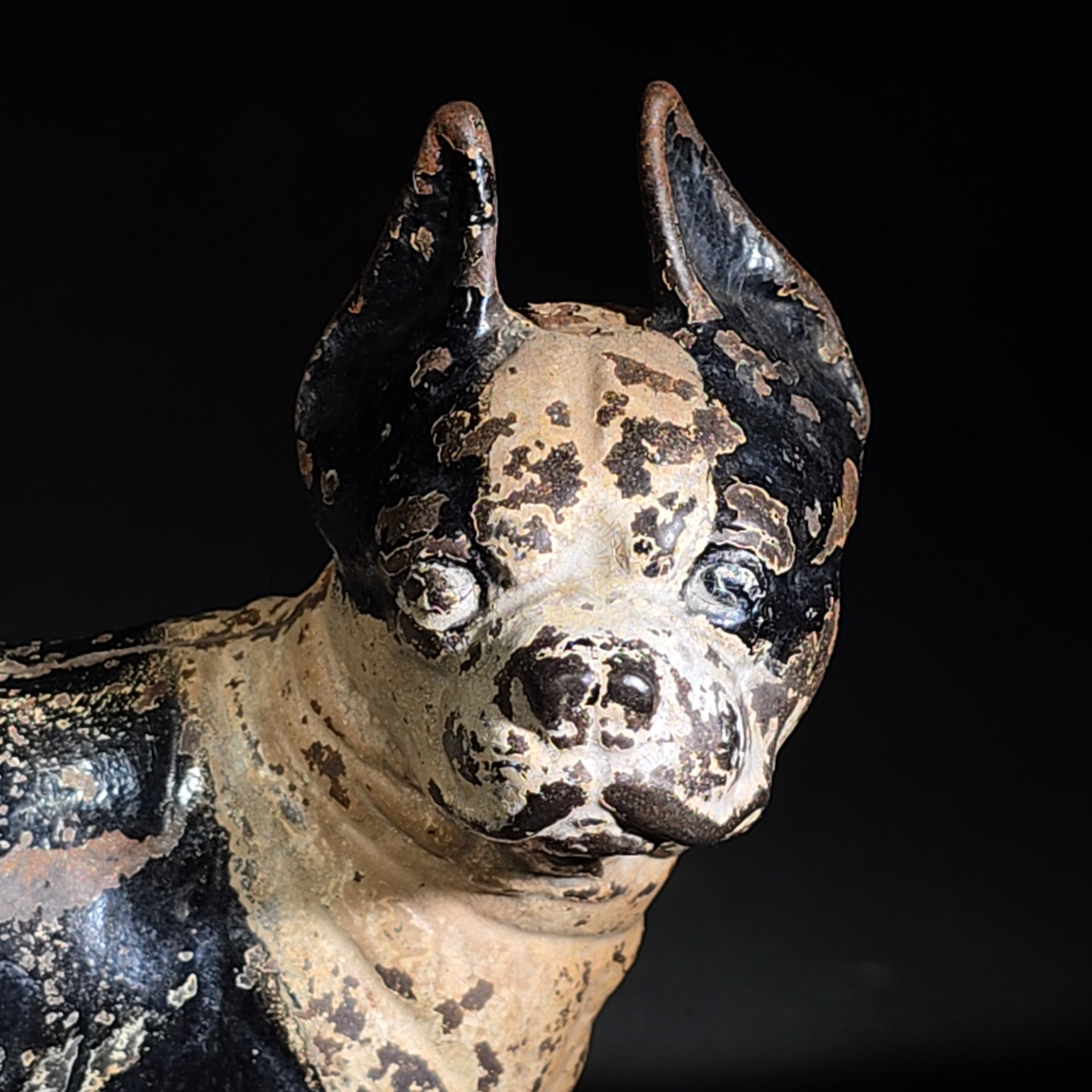 Antique Hubley Cast Iron Boston Terrier Dog Doorstop with Original Paint