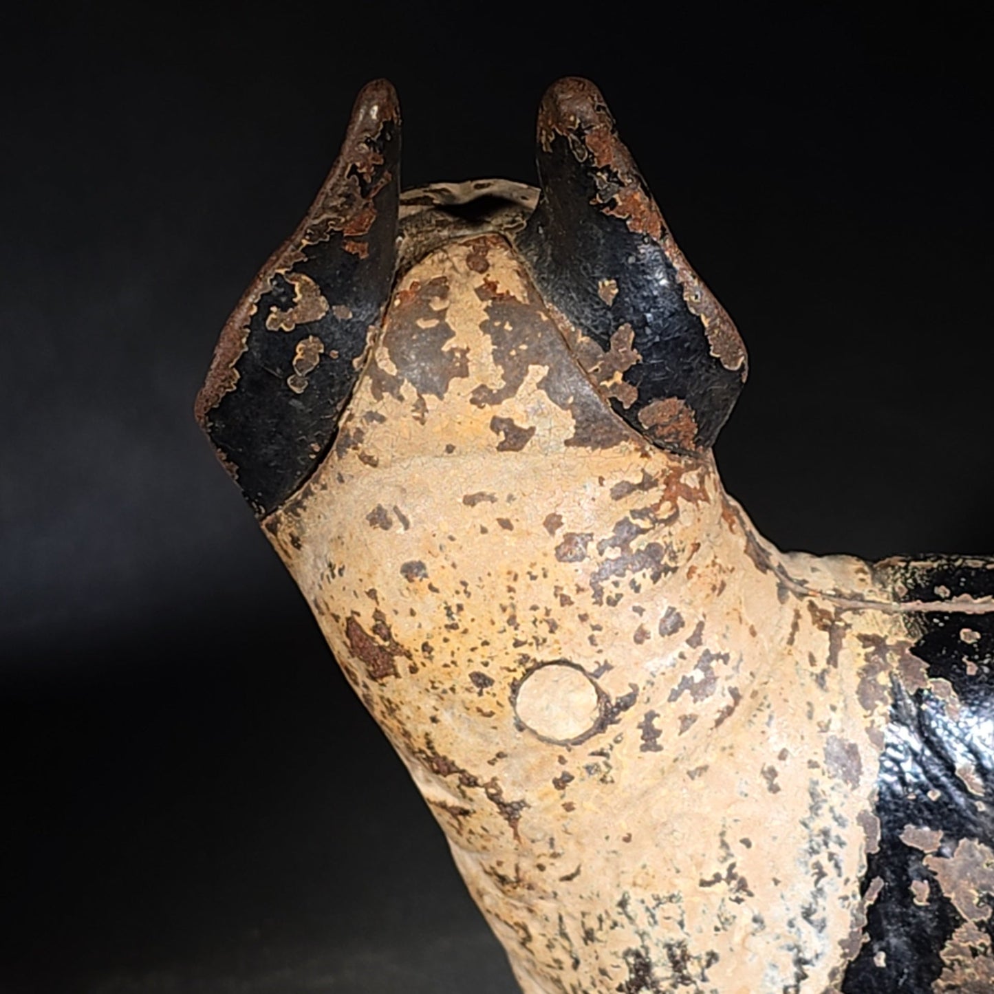 Antique Hubley Cast Iron Boston Terrier Dog Doorstop with Original Paint