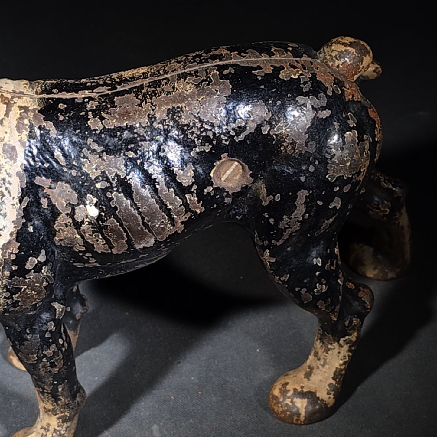 Antique Hubley Cast Iron Boston Terrier Dog Doorstop with Original Paint