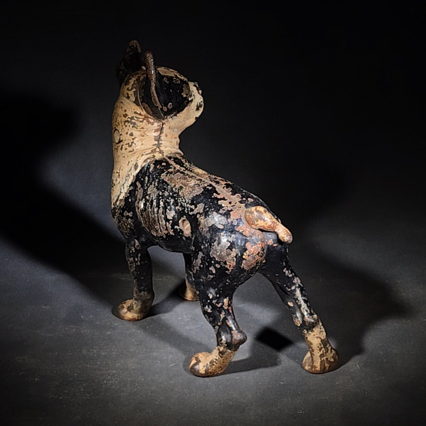 Antique Hubley Cast Iron Boston Terrier Dog Doorstop with Original Paint