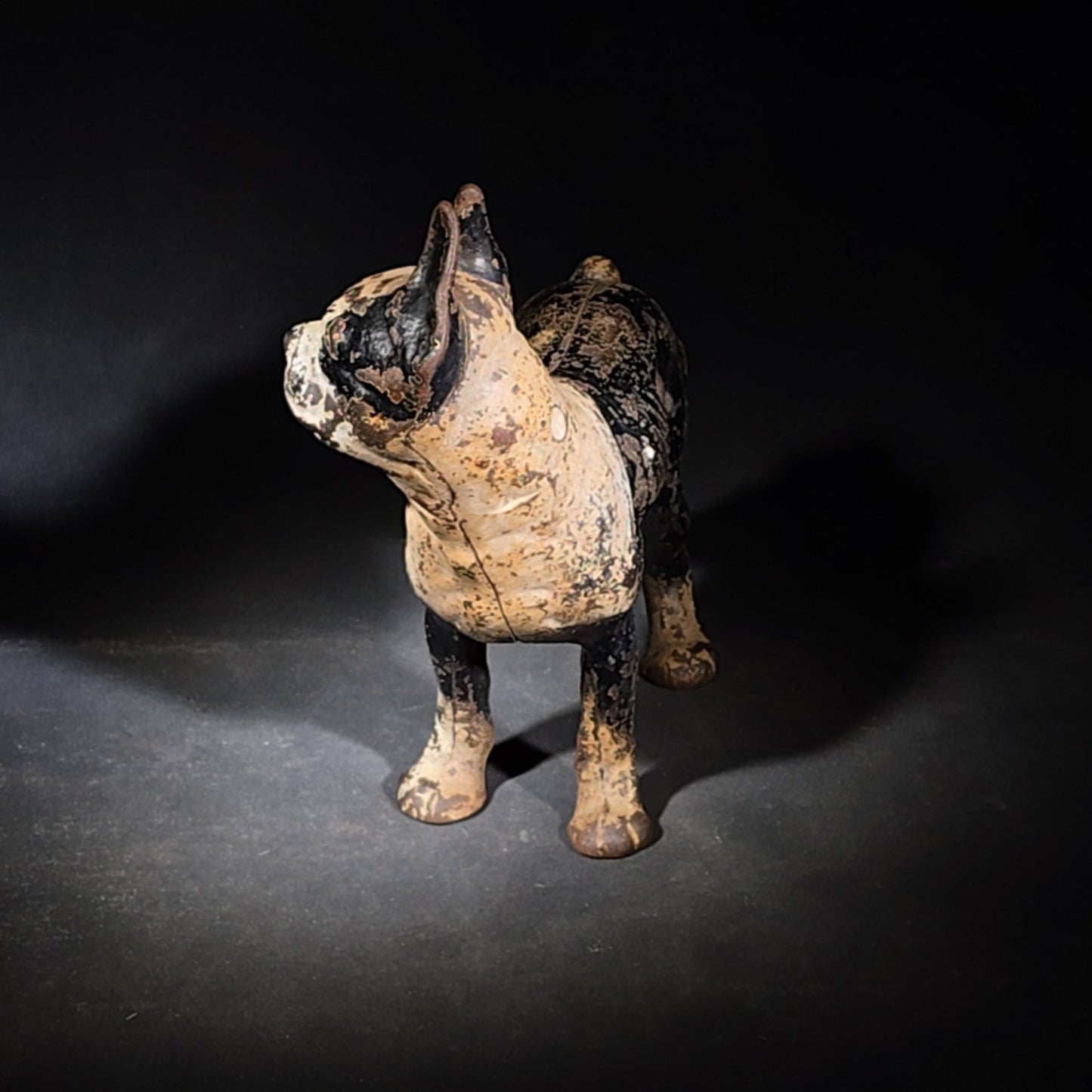 Antique Hubley Cast Iron Boston Terrier Dog Doorstop with Original Paint