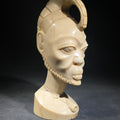 Lot 124 - Vintage African Carved Ivory Bust of a Man with Looped Headdress and Pendant Necklace, Note Damaged and Repaired, 7-3/4" H