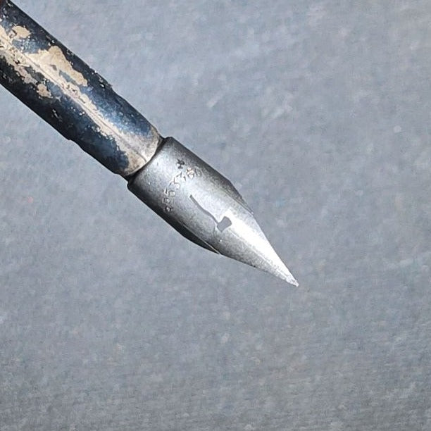 Antique Sterling Silver Dip Pen with Repousse Scroll Design and Steel Nib