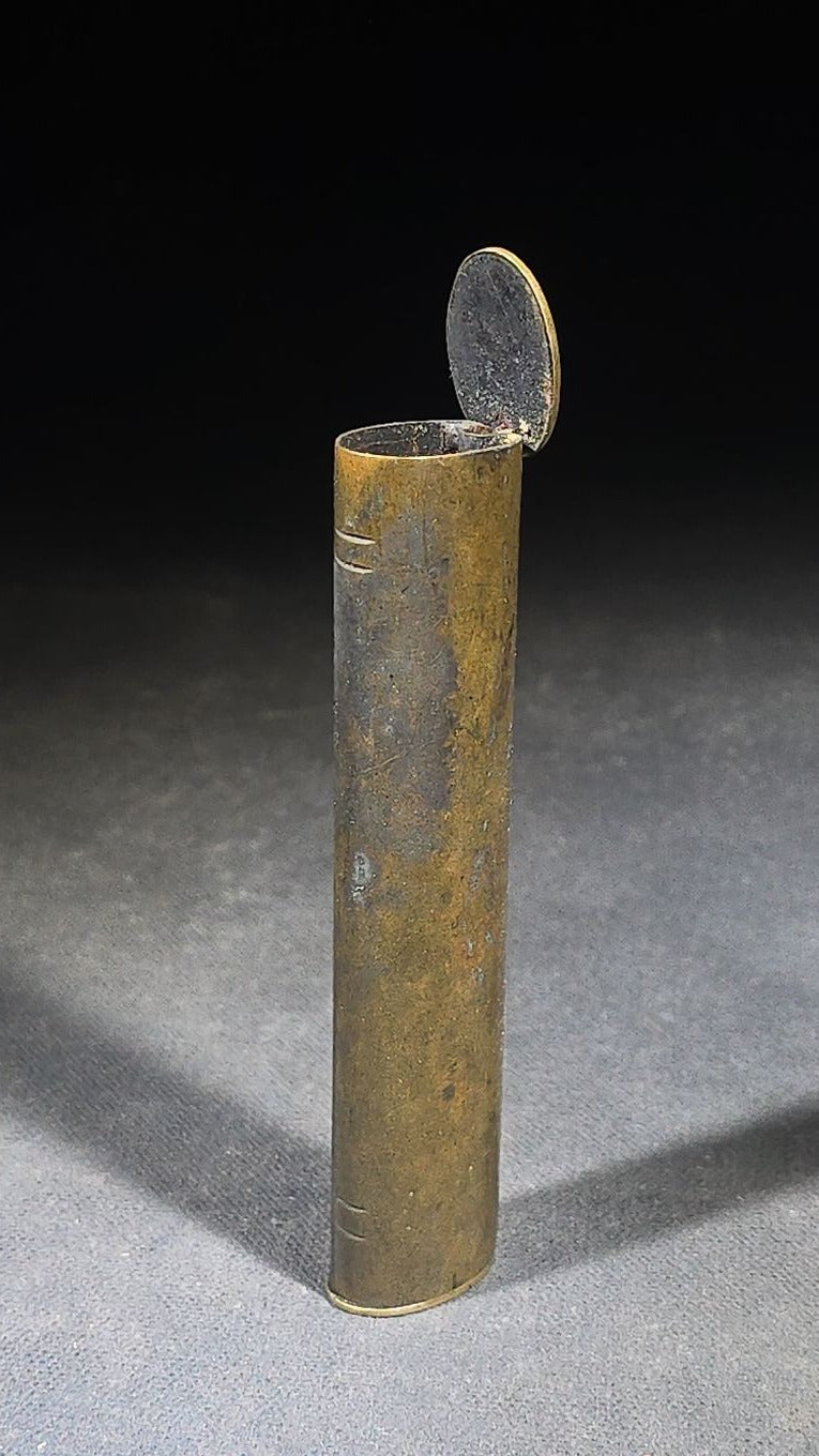 Antique Brass 2 1/2 Oz. Shot Measure with Hinged Lid, Manufactured by G. & J.W. Hawksley, Sheffield, England