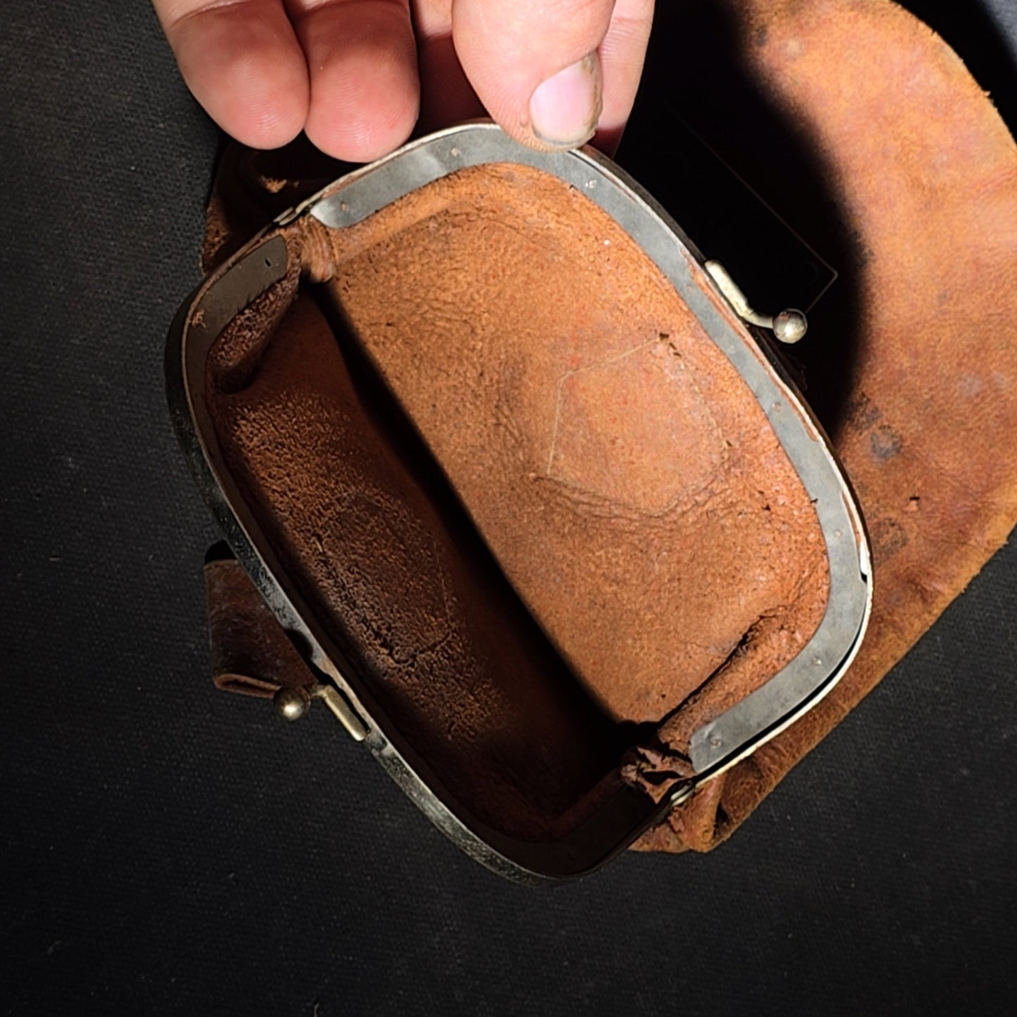 Antique Leather Bank Deposit Bag with Eagle Lock Co. Brass Lock, Bank of Crossett, Crossett, Arkansas