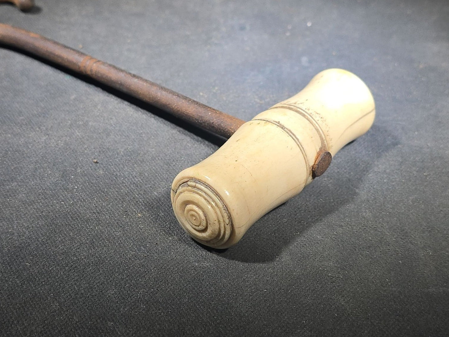 Antique Bone-Handled Iron Boot Pull with Turned Handle