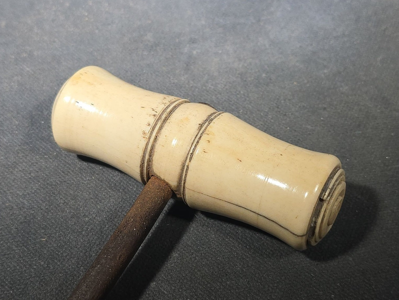 Antique Bone-Handled Iron Boot Pull with Turned Handle