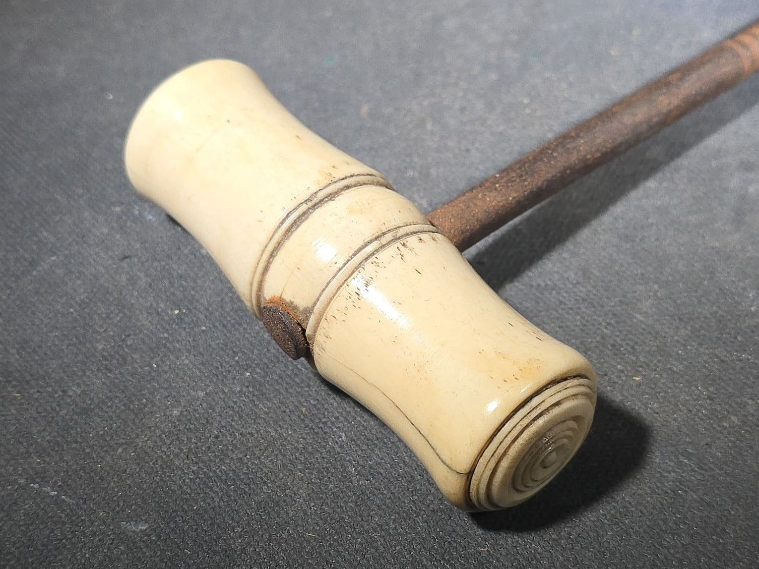 Antique Bone-Handled Iron Boot Pull with Turned Handle