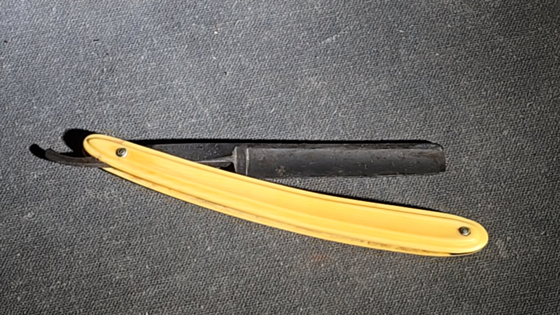 Vintage F.W. Engels "Our Best" Straight Razor with Celluloid Handle, Solingen, Germany, in Puma Wood Case
