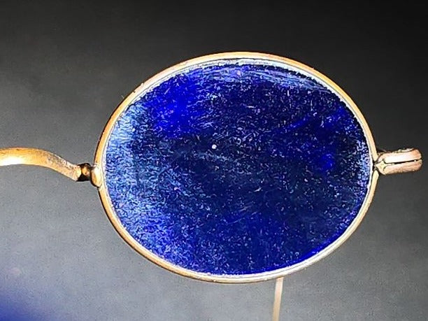 Antique Wire-Frame Spectacles with Cobalt Blue Lenses and Cable Temples