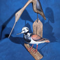 Lot 160 - Pair of Vintage Carved and Painted Wood Shorebird Figures on Driftwood Bases