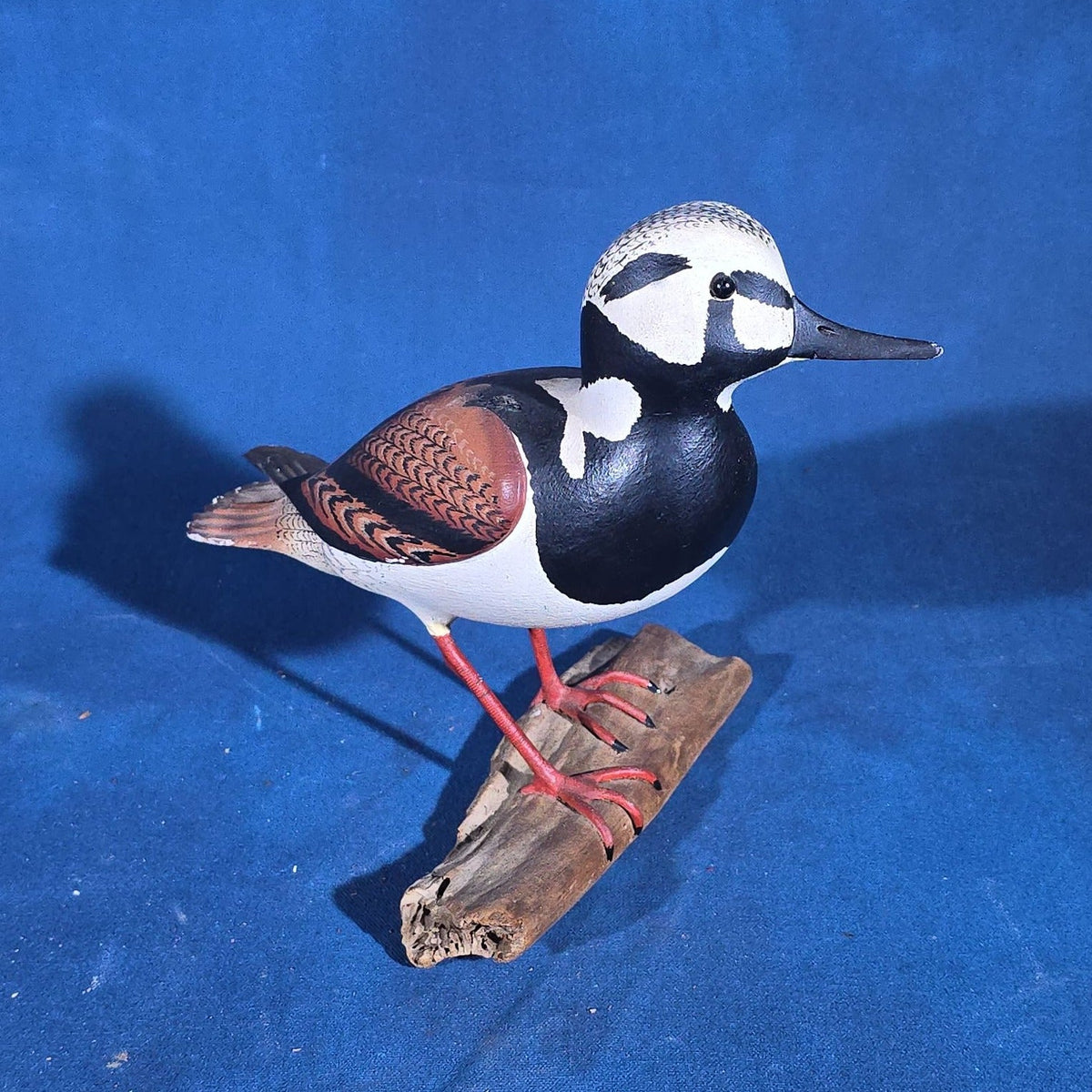 Pair of Vintage Carved and Painted Wood Shorebird Figures on Driftwood Bases