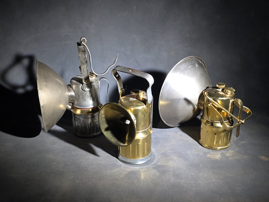 Trio of Vintage Justrite Carbide Mining Lamps