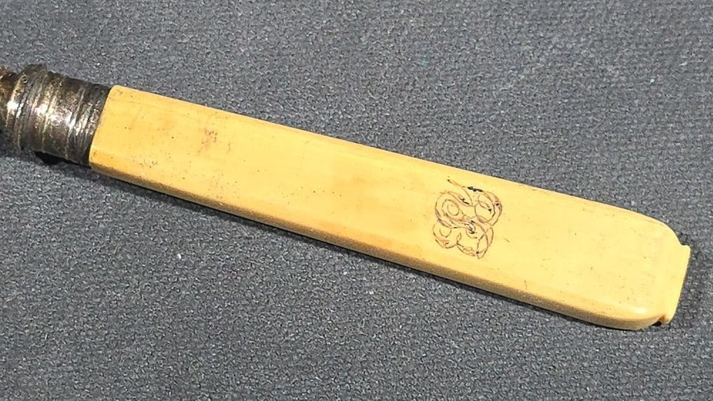 Grouping of 10 Antique Bone-Handled Knives and Forks including Six Forks and Four Knives with Hallmarks