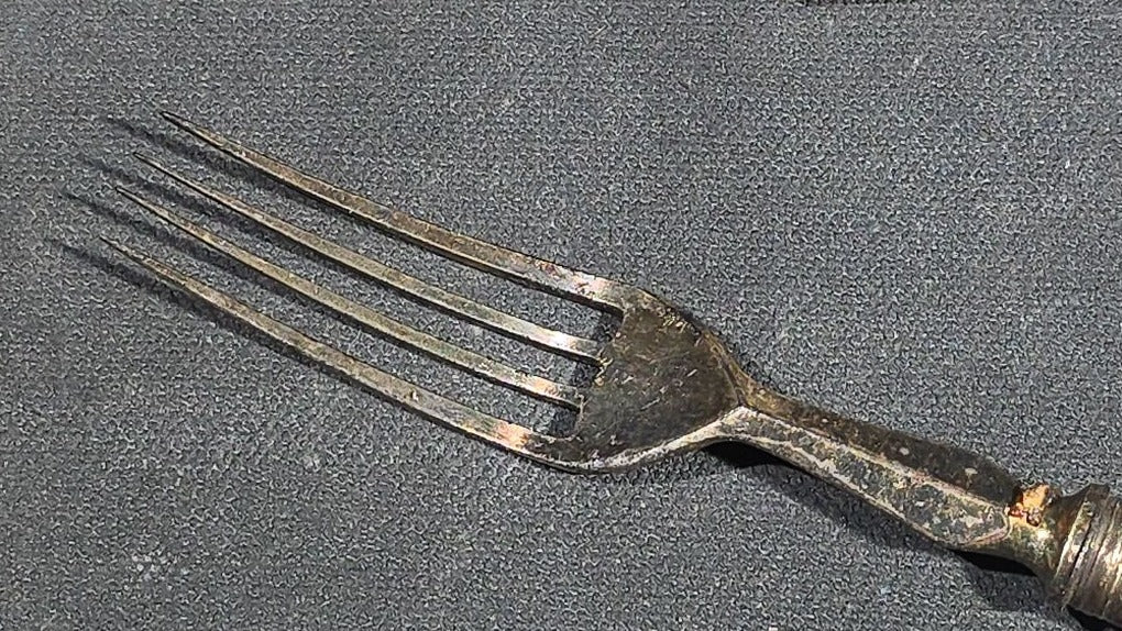 Grouping of 10 Antique Bone-Handled Knives and Forks including Six Forks and Four Knives with Hallmarks