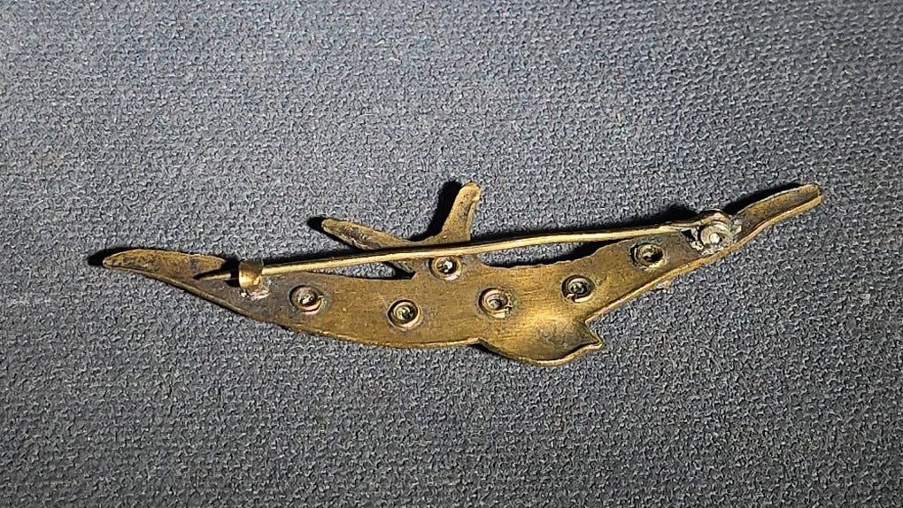 Vintage Gold-Tone Swallow Brooch with Paste Stones