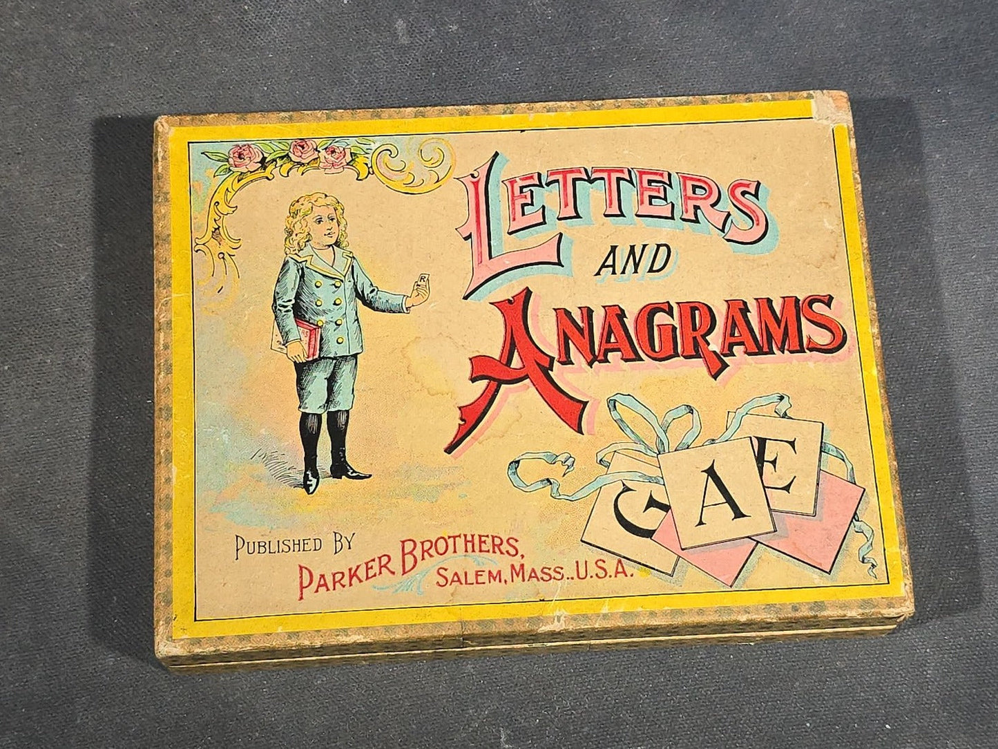 Grouping of Five Antique Card and Letter Games including Okay, Gasoline Alley, Letters and Anagrams, Merry Matches, and Snap, Published by Milton Bradley, Parker Brothers, and McLoughlin Bros.