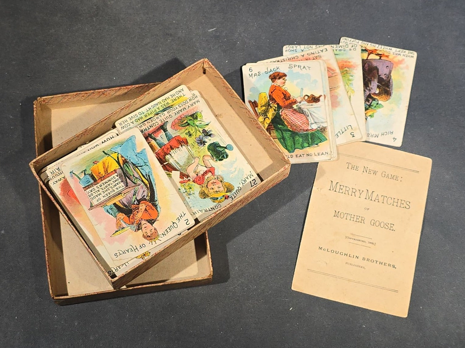 Grouping of Five Antique Card and Letter Games including Okay, Gasoline Alley, Letters and Anagrams, Merry Matches, and Snap, Published by Milton Bradley, Parker Brothers, and McLoughlin Bros.