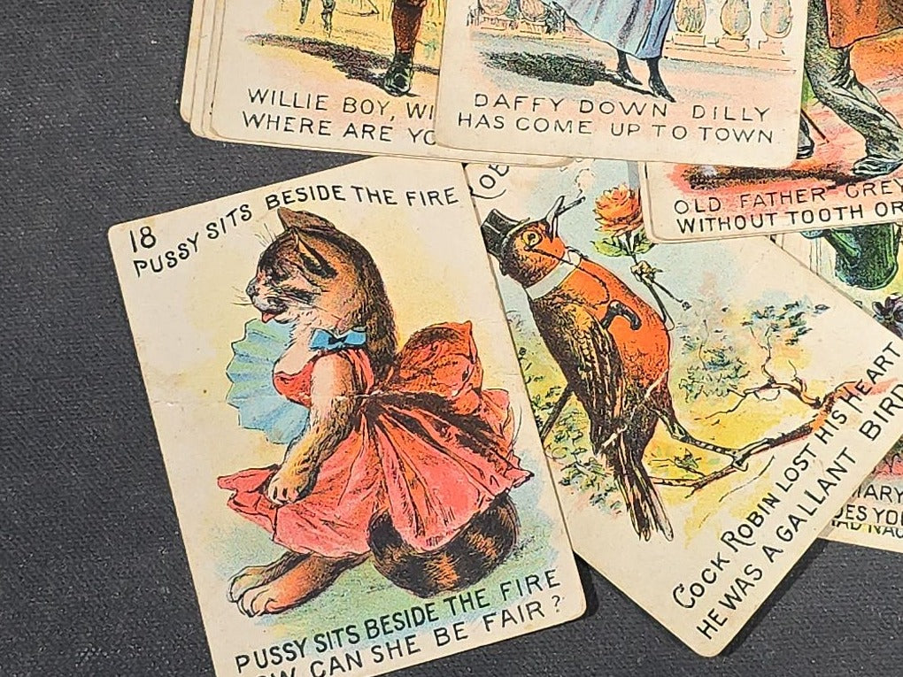 Grouping of Five Antique Card and Letter Games including Okay, Gasoline Alley, Letters and Anagrams, Merry Matches, and Snap, Published by Milton Bradley, Parker Brothers, and McLoughlin Bros.