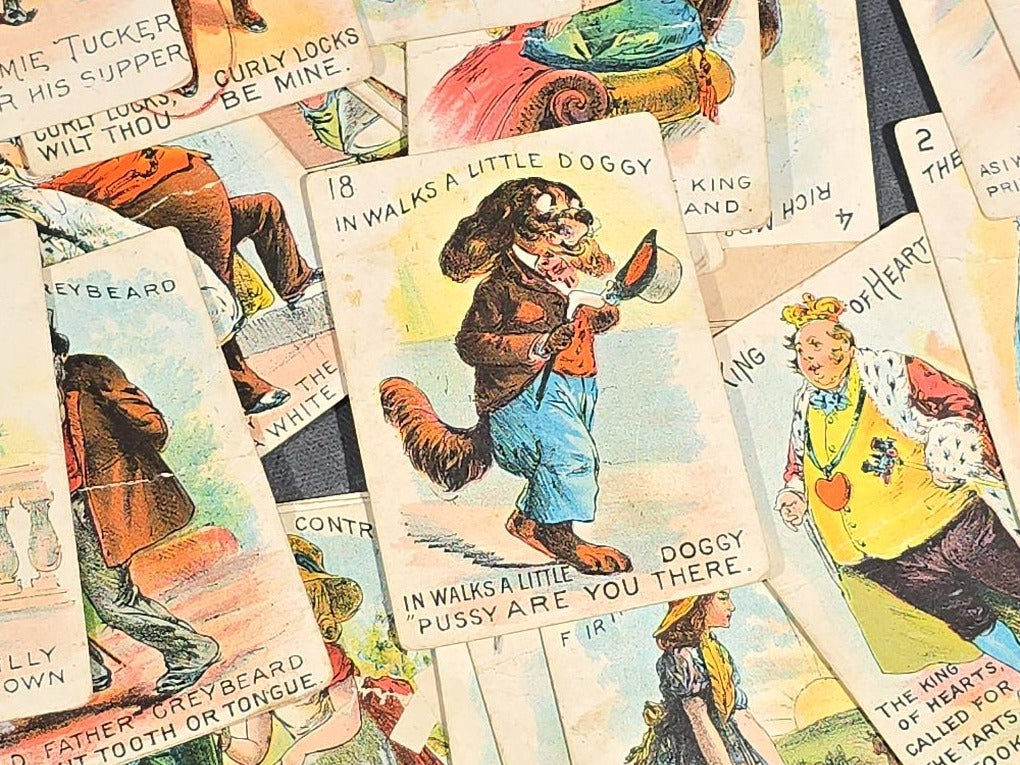 Grouping of Five Antique Card and Letter Games including Okay, Gasoline Alley, Letters and Anagrams, Merry Matches, and Snap, Published by Milton Bradley, Parker Brothers, and McLoughlin Bros.