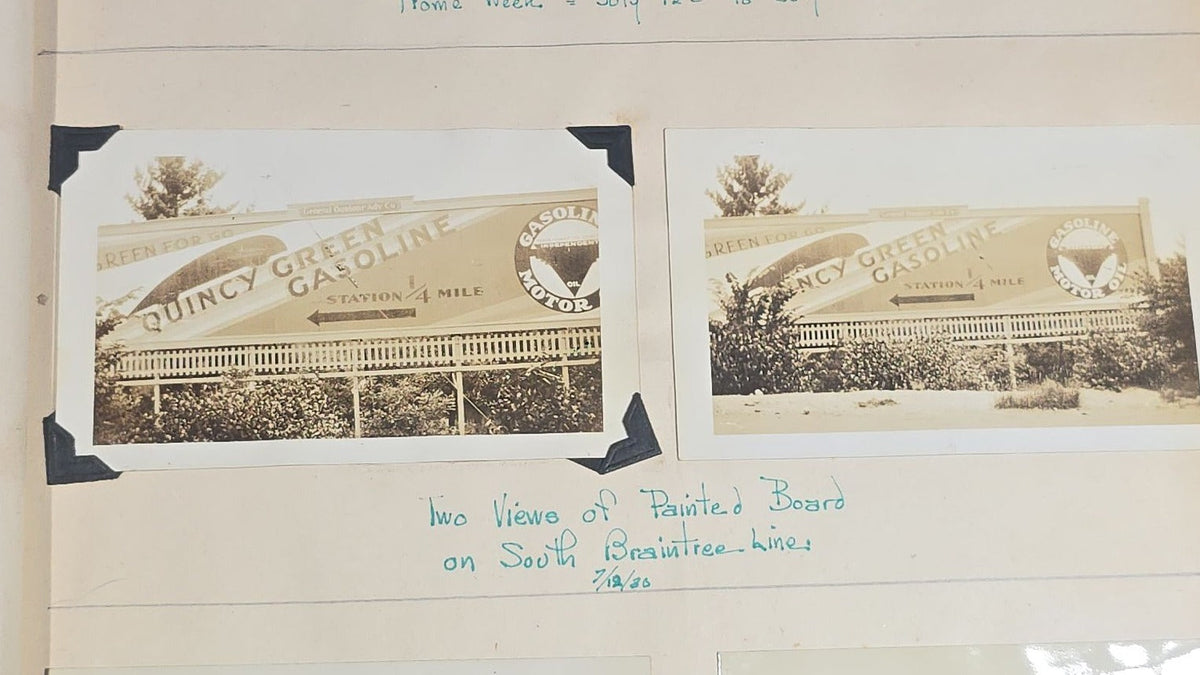 Vintage Quincy Oil Company Scrapbook with Snapshot Photographs, Newspaper Clippings, and Ephemera Documenting Fred E. Bergfors and Company Operations across Massachusetts, Circa 1928-1935