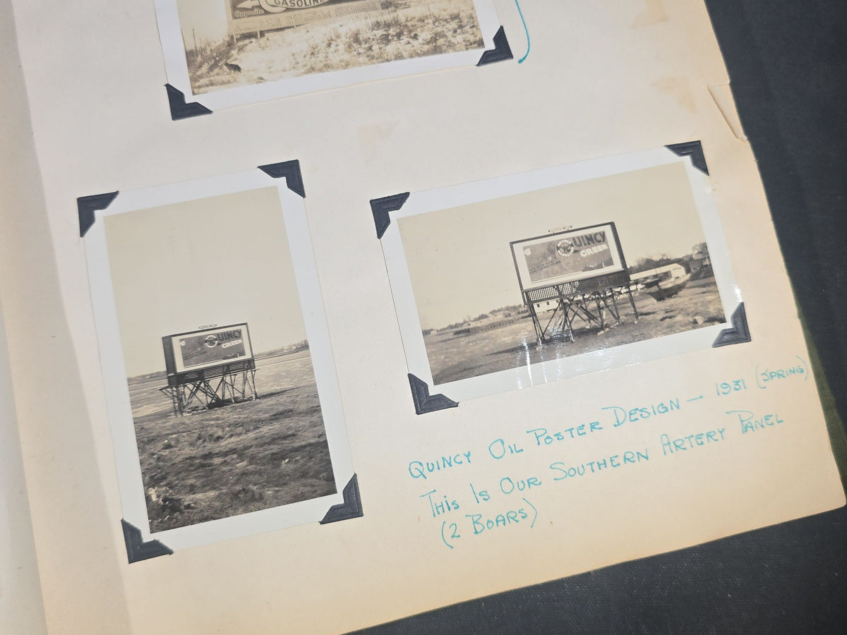 Vintage Quincy Oil Company Scrapbook with Snapshot Photographs, Newspaper Clippings, and Ephemera Documenting Fred E. Bergfors and Company Operations across Massachusetts, Circa 1928-1935