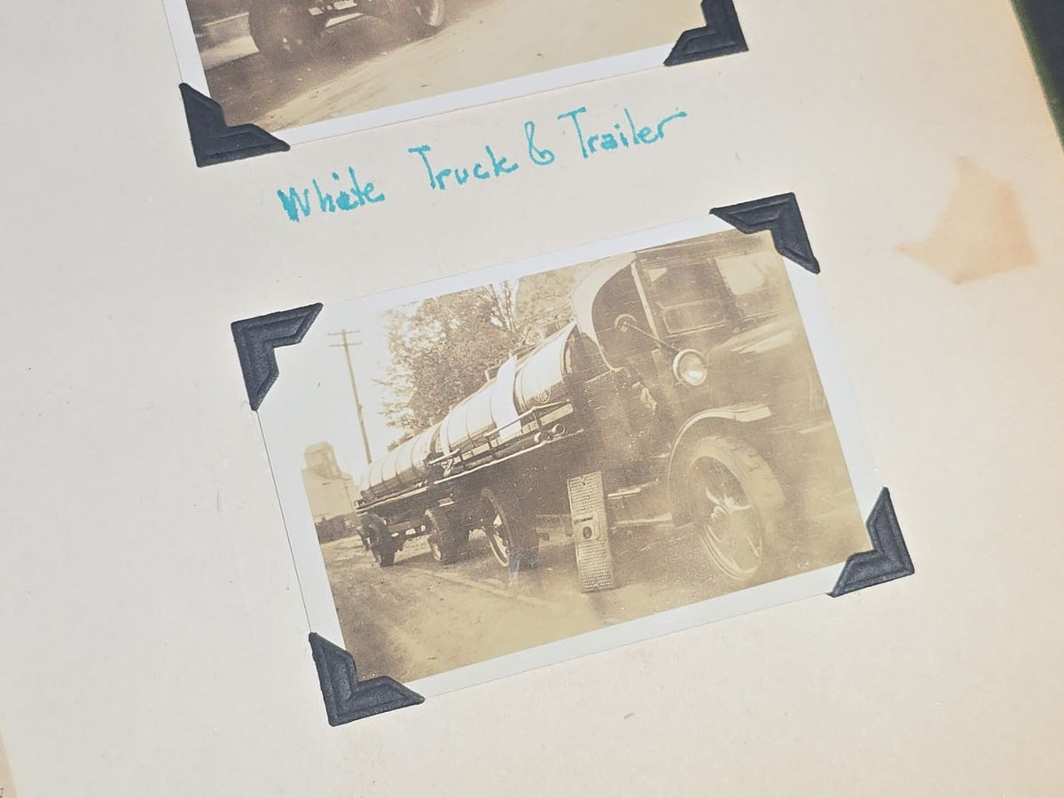 Vintage Quincy Oil Company Scrapbook with Snapshot Photographs, Newspaper Clippings, and Ephemera Documenting Fred E. Bergfors and Company Operations across Massachusetts, Circa 1928-1935
