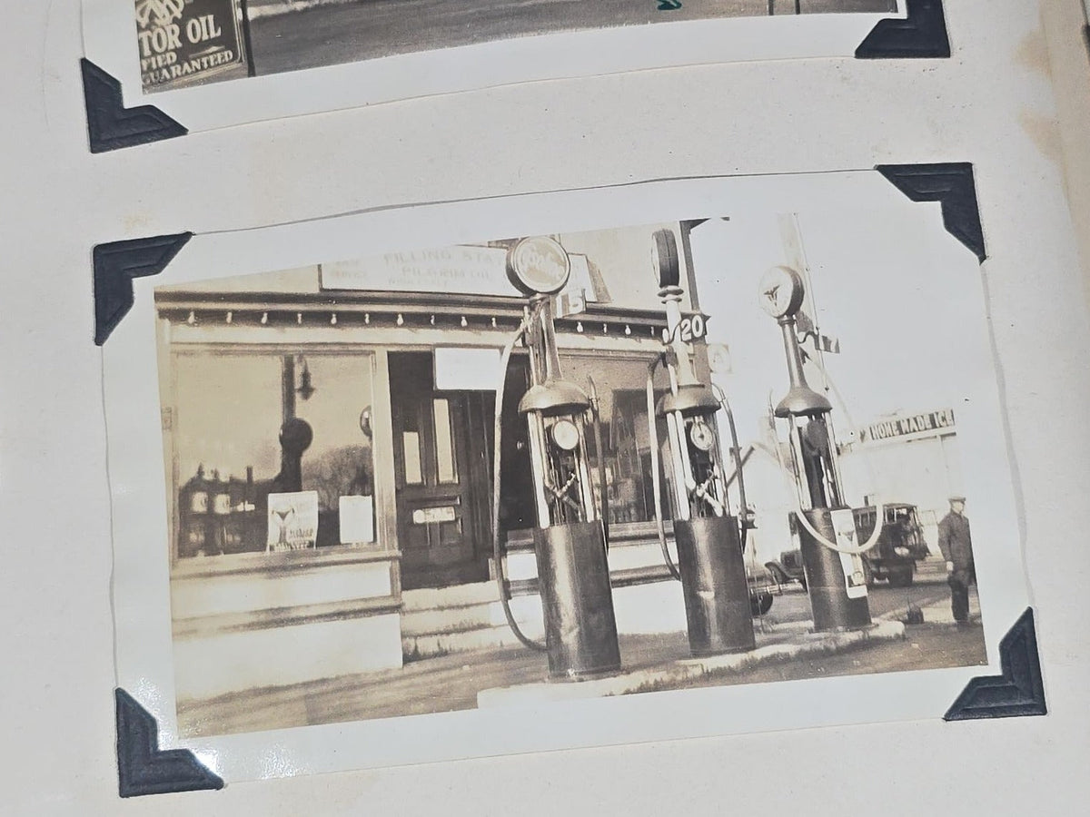 Vintage Quincy Oil Company Scrapbook with Snapshot Photographs, Newspaper Clippings, and Ephemera Documenting Fred E. Bergfors and Company Operations across Massachusetts, Circa 1928-1935